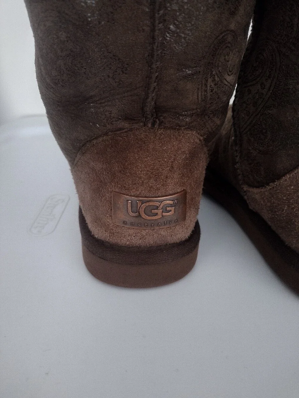 UGG Australia Women's Tall Baroque Embossed Paisley Boots, Brown, Size 6
